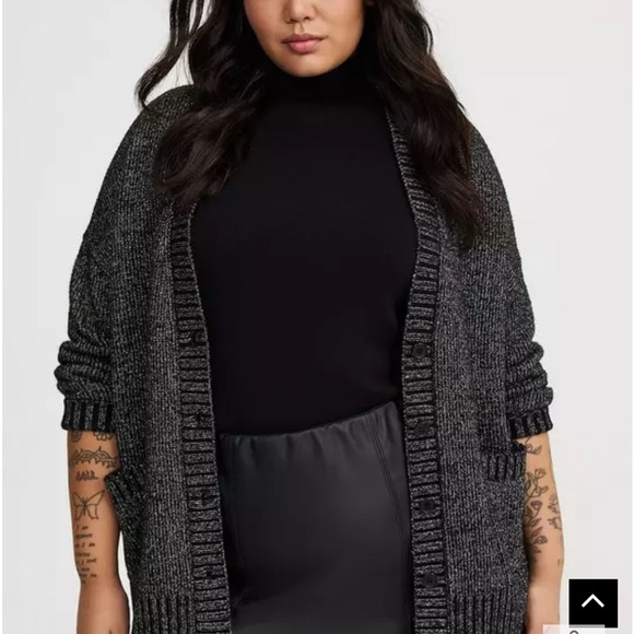 torrid Sweaters - New Torrid metallic and deep black Open-Front Cardigan Sz 4x